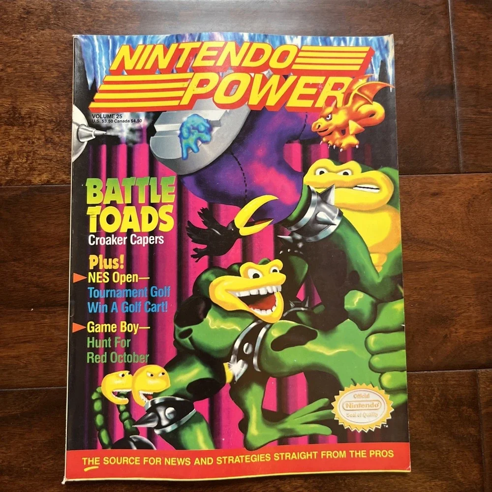 Nintendo Power Vol 25 June 1991 Battle Toads Spy Hunter Poster Mailer Inserts